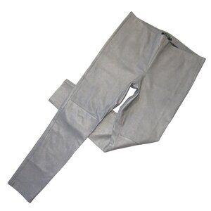 NWT LAUREN Ralph Lauren Stretch Leather Ankle Zip Skinny in Gray Pull-on Pant 16